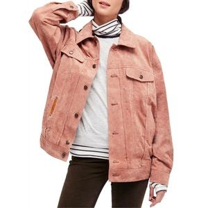 Free People Oversized Suede Trucker Jacket